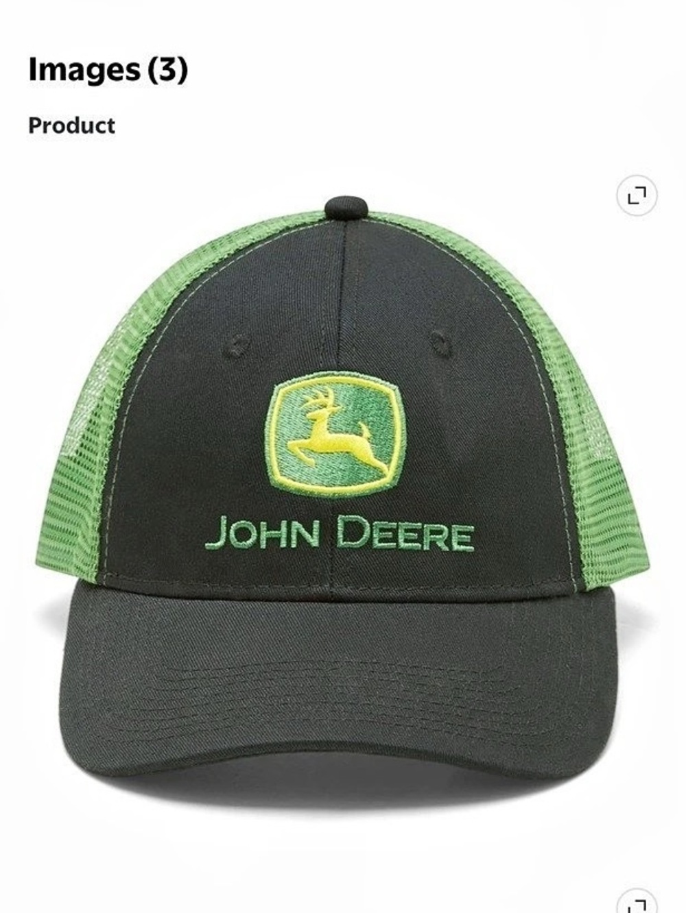 John Deere Men's Black and Green Mesh Back Hat